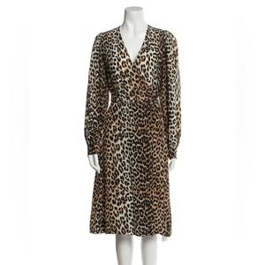Ganni animal print wrap dress size M